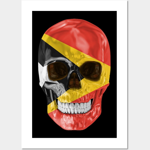 East Timor Flag Skull - Gift for Timorese With Roots From East Timor Wall Art by Country Flags